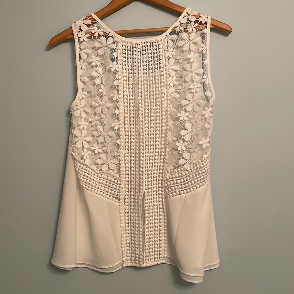 Studio by YDE Sheer Sleeveless Blouse With Crochet and Lace Back Size M